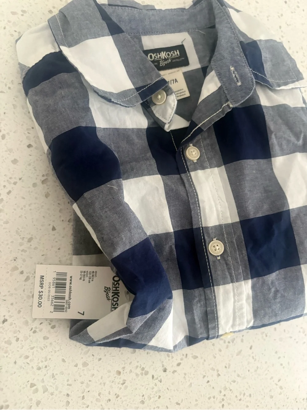 OshKosh B'gosh Navy & White Plaid Button-Down Shirt